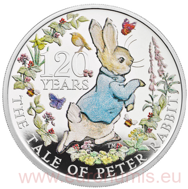 2 Pounds 2022 Anglicko PROOF farbená 1 Oz Ag Peter Rabbit