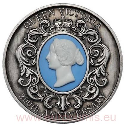 2 Dollars 2019 Austrália BU Antiqued 2 Oz Ag Queen Victoria