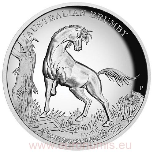 2 Dollar 2022 Austrália PROOF 2 Oz Ag Australian Brumby
