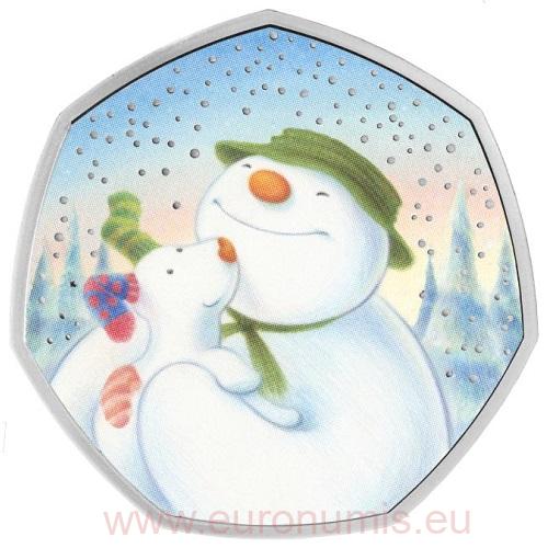 50 Pence 2022 Anglicko PROOF farbená 8g Ag Snowman