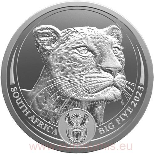 5 Rand 2023 Južná Afrika BU karta 1 Oz Ag Big Five II - Leopard