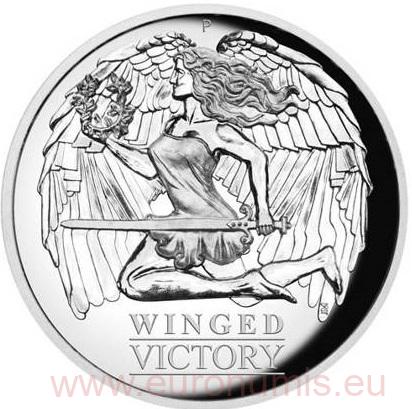 Dollar 2021 Austrália PROOF High Relief 1 Oz Ag Winged Goddess of Victory