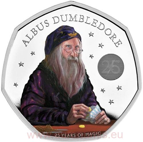 50 Pence 2023 Anglicko PROOF farbená 8g Ag Albus Dumbledore 