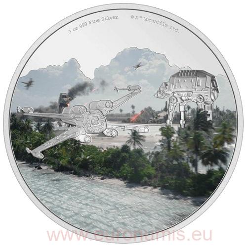 10 Dollars 2022 Niue PROOF farbená 3 Oz Ag Battle Scenes of Scarif