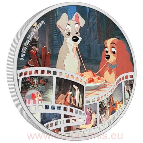10 Dollars 2023 Niue PROOF farbená 3 Oz Ag Lady and the Tramp