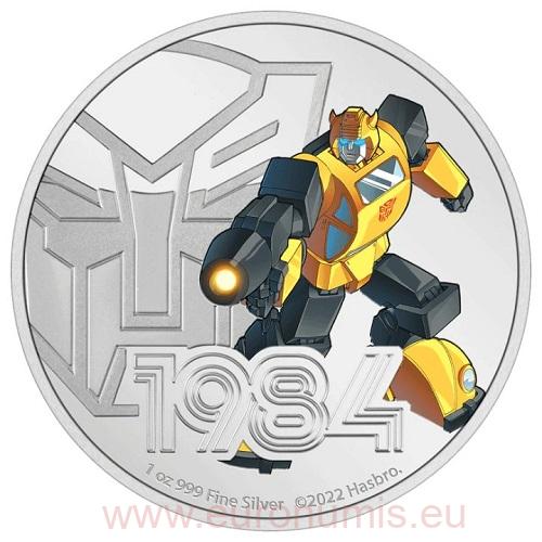 2 Dollars 2022 Niue PROOF farbená 1 Oz Ag Transformers - Bumblebee