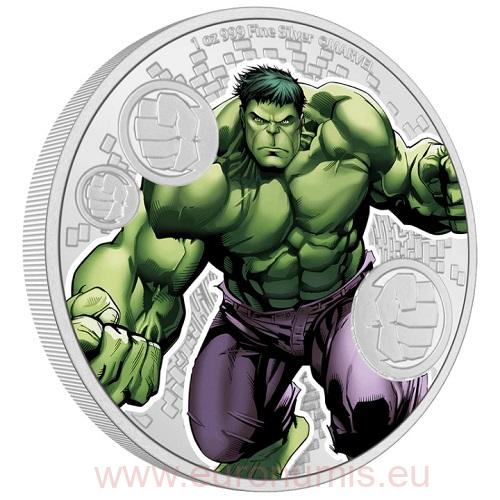 2 Dollars 2023 Niue PROOF farbená 1 Oz Ag Marvel - Hulk