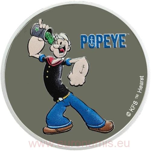 50 Cents 2024 Fidži PROOF like farbená 1 Oz Ag, Popeye