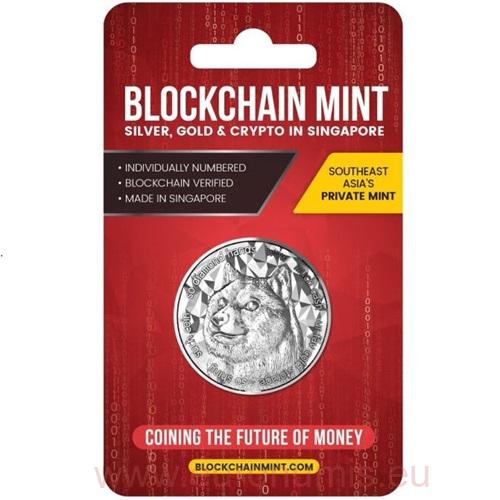 ONE OUNCE 2021 Singapur PROOF like karta 1 Oz Ag, DOGECOIN Crypto