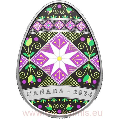 20 Dollars 2024 Kanada PROOF farbená 31,82g Ag Pysanka