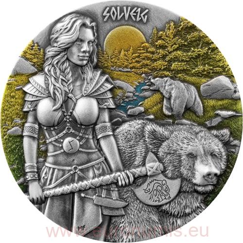 10 Mark 2024 Germania BU farbená Ultra High Relief 2 Oz Ag, Valkyries: Solveig