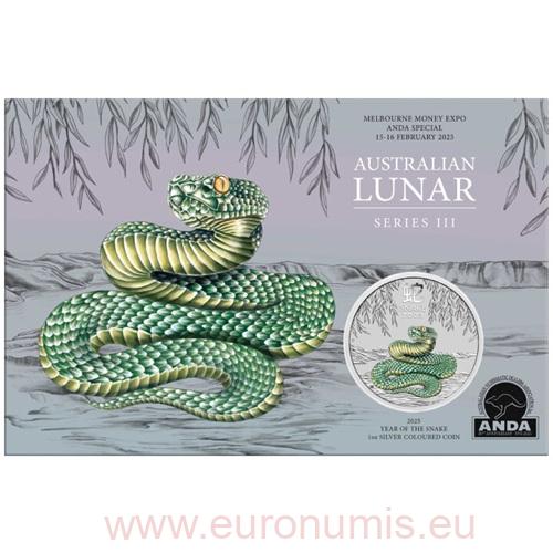Dollar 2025 Austrália PROOF karta farbená 1 Oz Ag Lunar III. - Year of the Snake