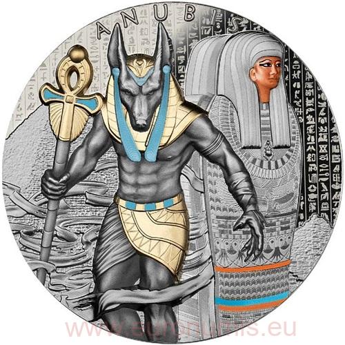 2000 Francs CFA 2023 Kamerun BU farbená Antiqued 2 Oz Ag, Anubis