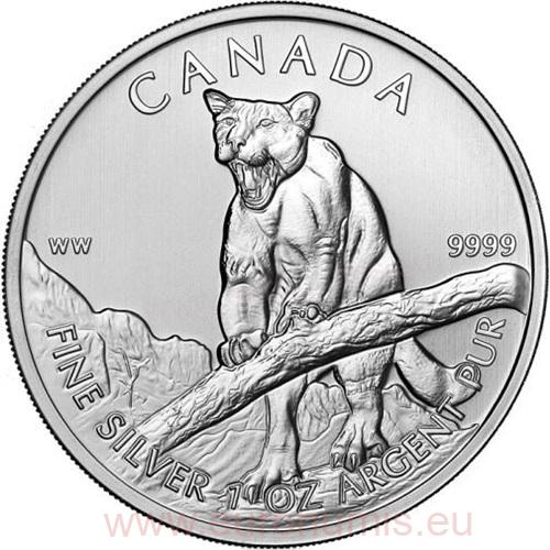5 Dollars 2012 Kanada BU 1 Oz Ag, Legendary Nature - Cougar