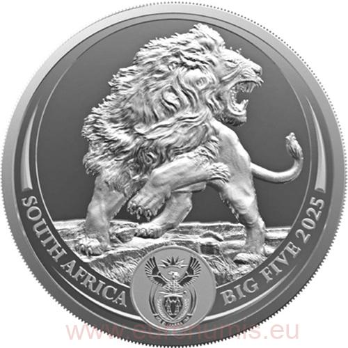 5 Rand 2025 Južná Afrika BU karta 1 Oz Ag, Big Five III: Lion