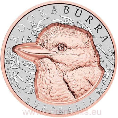 2 Dollars 2025 Niue PROOF like Rose gold 1 Oz Ag, Kookaburra