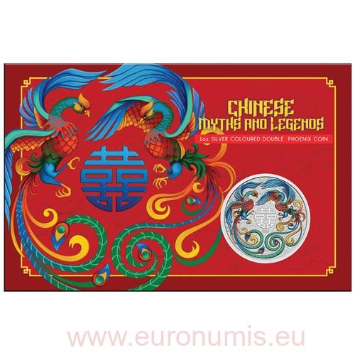 Dollar 2025 Austrália BU karta farbená 1 Oz Ag, Double Phoenix
