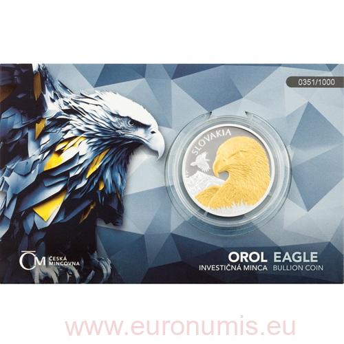 2 Dollars 2025 Niue PROOF karta pozlátená 1 Oz Ag, Slovenský orol