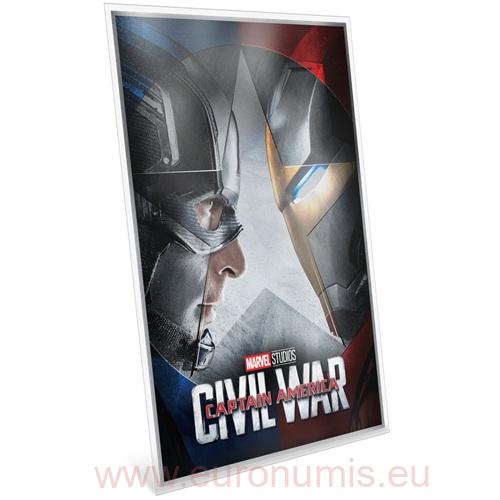2 Dollars 2025 Niue PROOF farbená 1,5 Oz Ag, Captain America: Civil War