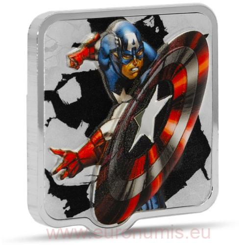 3 Dollars 2025 Niue PROOF farbená Ultra High Relief 2 Oz Ag, Marvel – Captain America 'Clang'