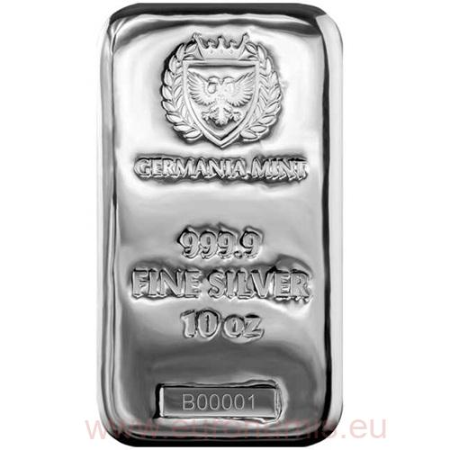 Investičná tehlička - Strieborná tehlička 10 Oz 999.9 Germania Mint