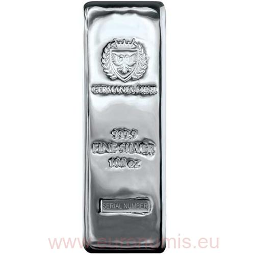 Investičná tehlička - Strieborná tehlička 100 Oz 999.9 Germania Mint