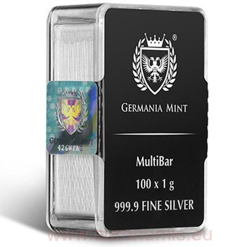 Investičná tehlička - Strieborná tehlička 100 x 1 g 999.9 Germania Mint