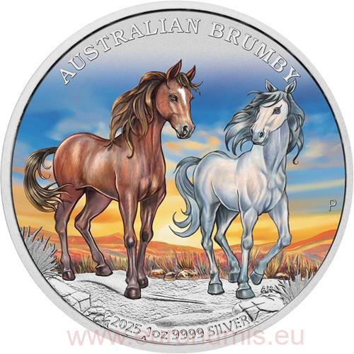 Dollar 2025 Austrália BU farbená 1 Oz Ag, Australian Brumby (etua)