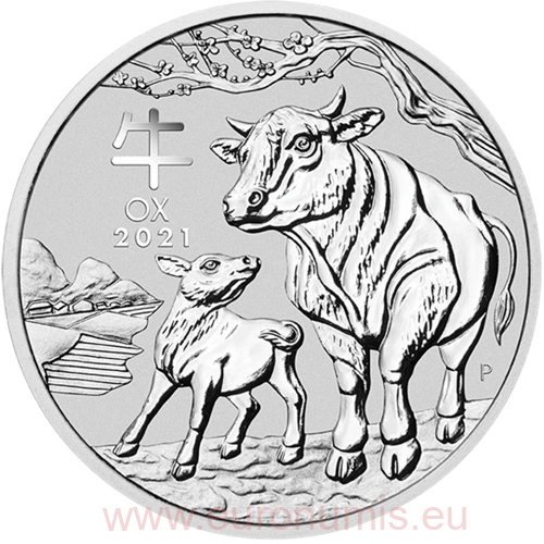 2 Dollars 2021 Austrália BU 2 Oz Ag, Lunar III. - Year of the Ox