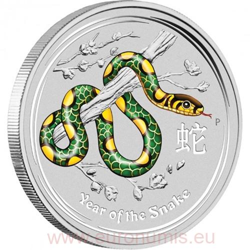 50 Cents 2013 Austrália BU farbená 1/2 Oz Ag, Lunar II. - Year of the Snake