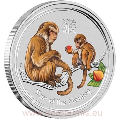 50 Cents 2016 Austrália BU farbená 1/2 Oz Ag, Lunar II. - Year of the Monkey