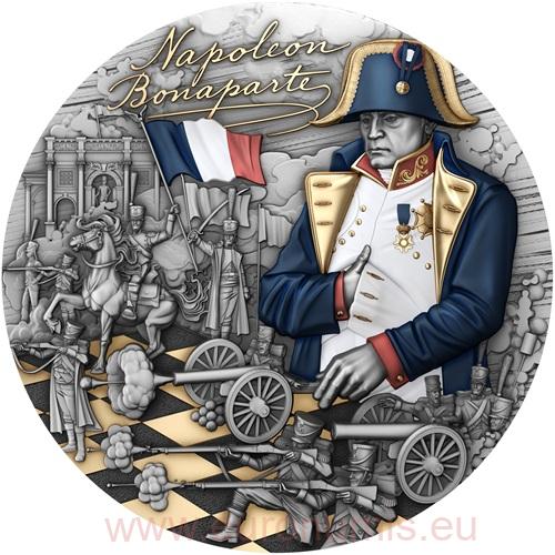 5 Dollars 2025 Niue BU farbená High Relief Antiqued 2 Oz Ag, Napoleon Bonaparte