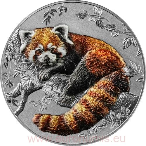 5 Dollars 2025 Niue BU farbená High Relief 2 Oz Ag, Red Panda