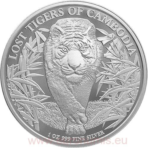 3000 Riels 2026 Kambodža BU 1 Oz Ag, Lost Tiger of Cambodia