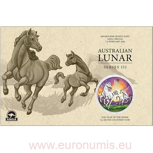 Dollar 2026 Austrália BU karta farbená 1 Oz Ag, Lunar III. (ANDA Special)