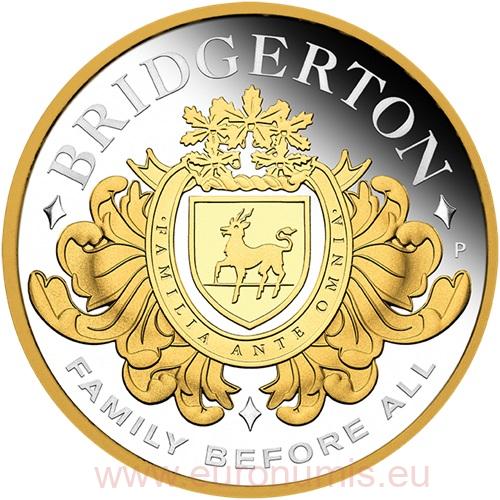 2 Dollars 2026 Tuvalu PROOF Gilded 2 Oz Ag, House of Bridgerton