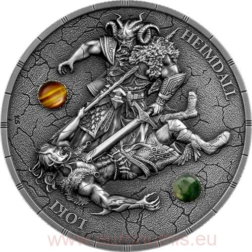 10 Mark 2025 Germania BU Ultra High Relief Antiqued 2 Oz Ag, Ragnarok: Loki & Heimdall