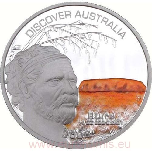Dollar 2006 Austrália BU farbená 1 Oz Ag, Discover Australia - Uluru