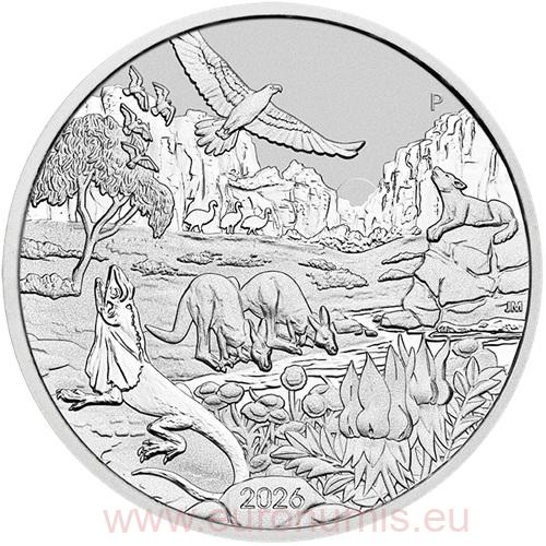Dollar 2026 Austrália BU 1 Oz Ag, Wonders of Australia - The Outback