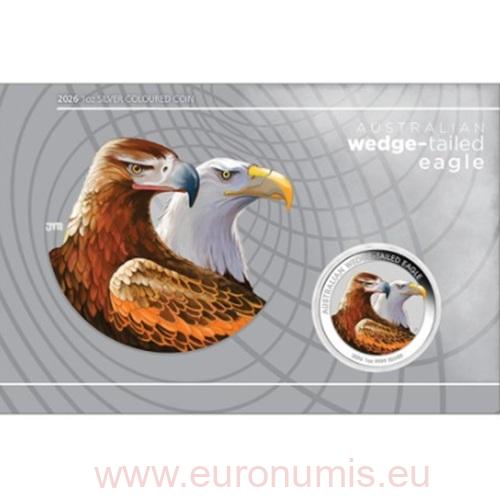 Dollar 2026 Austrália BU karta farbená 1 Oz Ag Wedge-Tailed Eagle