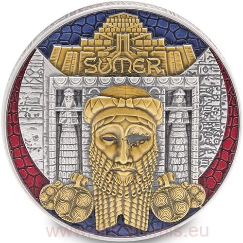 Strieborná medaila, farbená, 500 g Ag, Civilizácie sveta - Sumeri