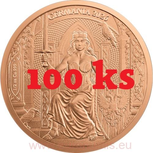 SET 100 ks 1/2 Mark 2026 Germania BU 1/2 Oz Cu, Germania