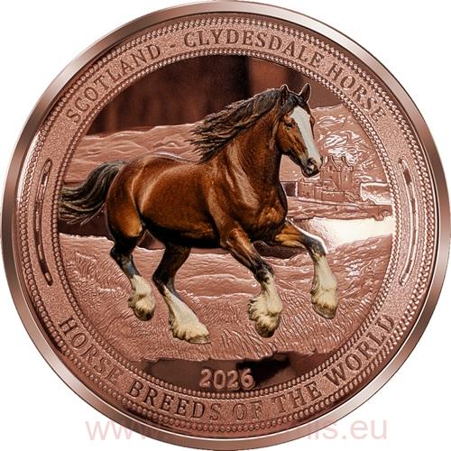Dollar 2026 Libéria BU farbená 5 oz Cu, Clydesdale Horse