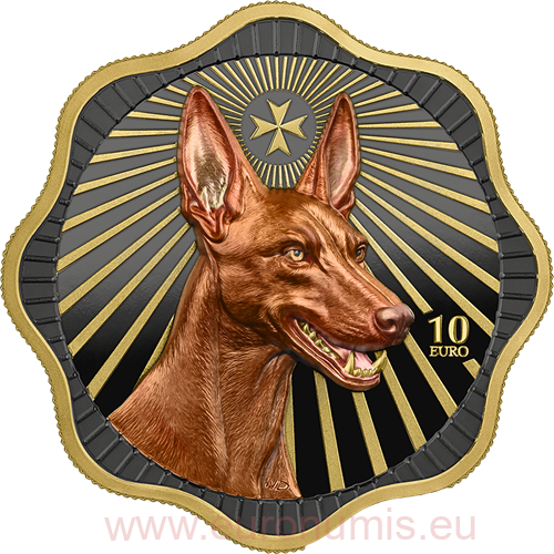 10 euro 2026 Malta BU farbená High Relief 2 Oz Ag, Maltese Pharaoh Hound