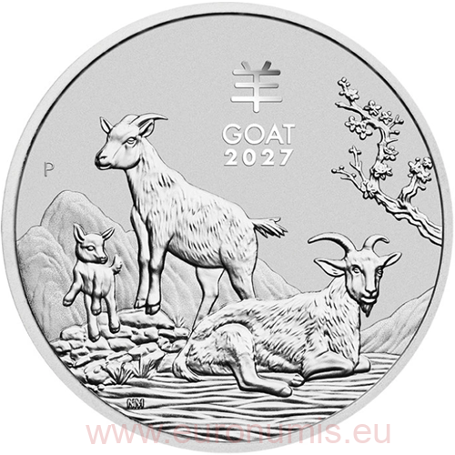 2 Dollar 2027 Austrália BU 2 Oz Ag Lunar III. - Year of the Goat