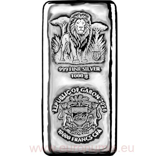 10000 Francs CFA 2026 Gabon, 1 Kg Ag Savanna Spirits -  Lion
