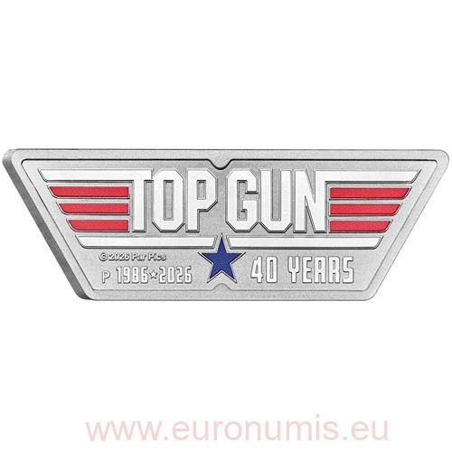 Dollar 2026 Tuvalu BU farbená 1 Oz Ag, 40 Years of Top Gun - Logo