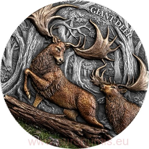 25 Dollars 2026 Libéria BU farbená Ultra High Relief 2 Oz Ag, Megafauna -  Giant Deer