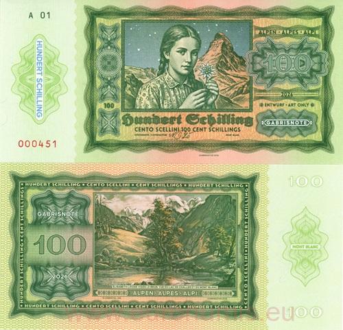 100 Schillings 2026 UNC 100 rokov šilingov séria A01