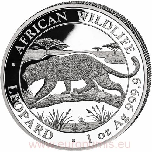100 Shillings 2026 Somálsko BU 1 Oz Ag, Leopard